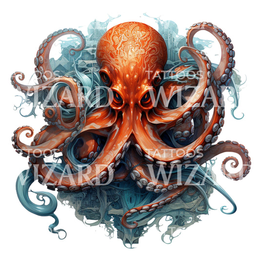 Dunkles Kraken-Monster-Tattoo-Design