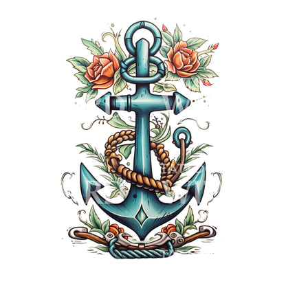 New School Anchor Tattoo Design