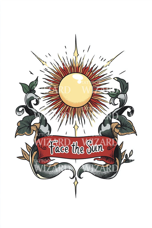 Face the Sun Banner Tattoo Design