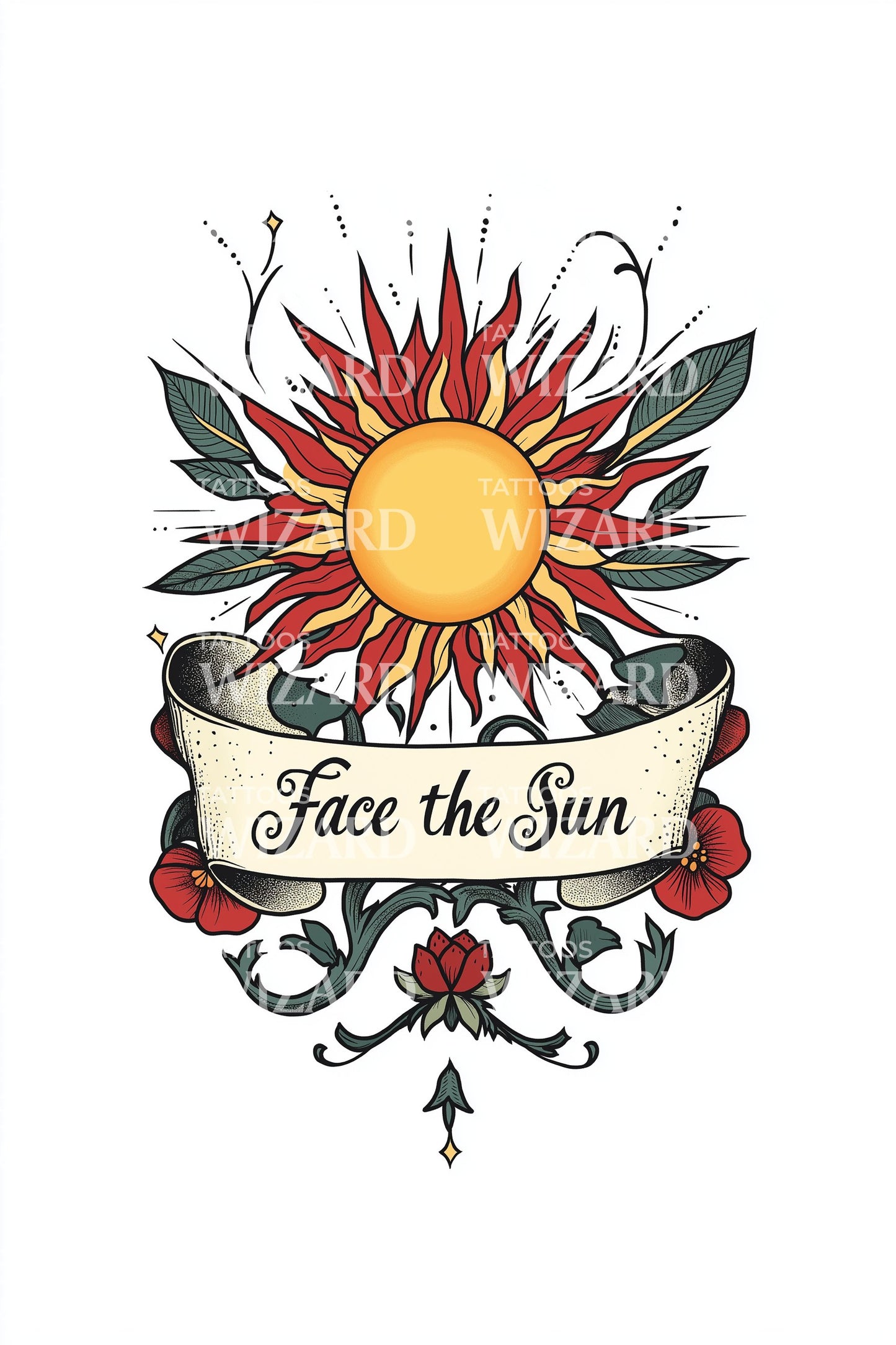 Face the Sun Sunflower Tattoo Design