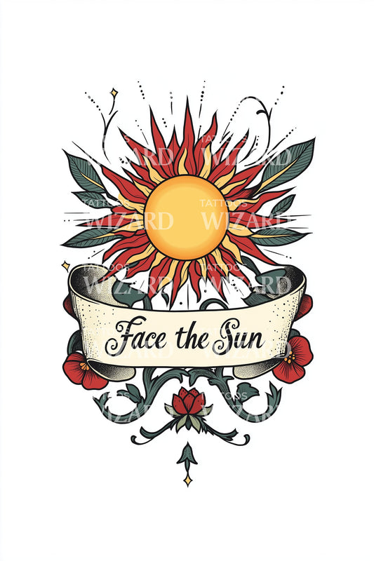 Face the Sun Sunflower Tattoo Design