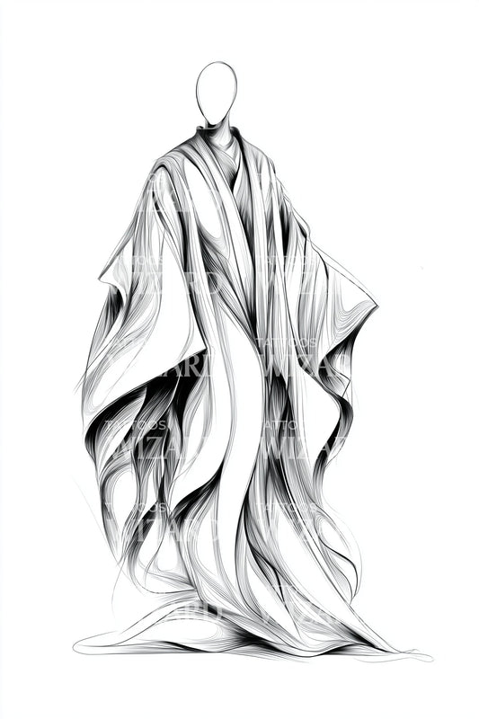 Faceless Kimono Figure Tattoo Design