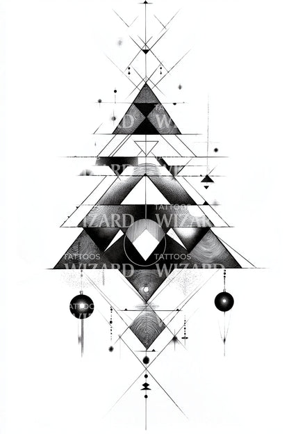 Faceted Crystal Tree Tattoo Design