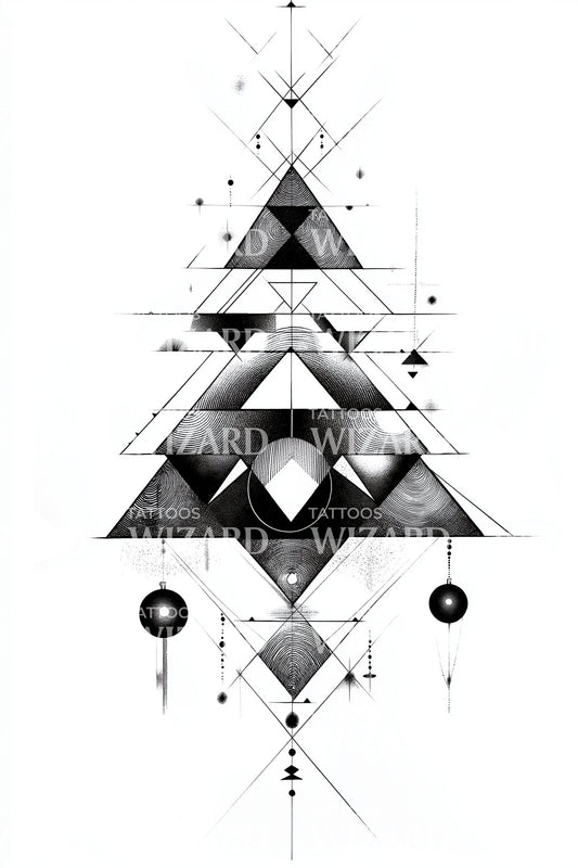 Faceted Crystal Tree Tattoo Design