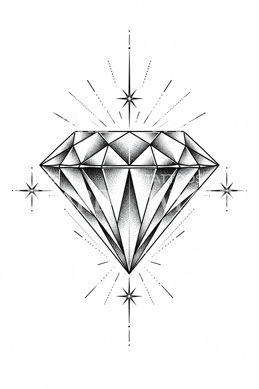 Faceted Diamond Tattoo Idea