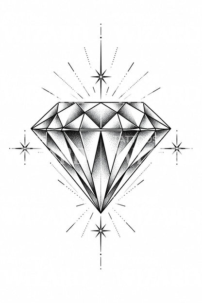 Faceted Diamond Tattoo Idea