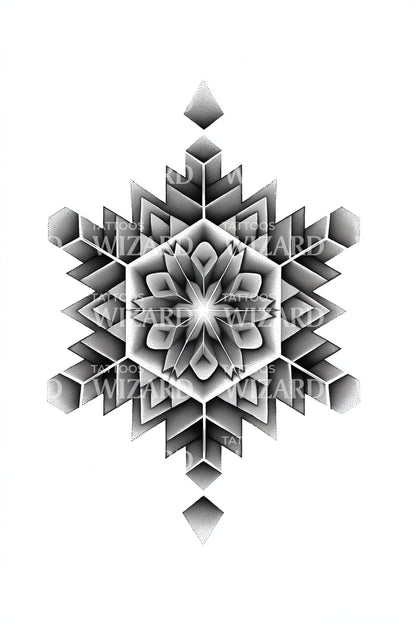 Faceted Snowflake Mandala Tattoo Design