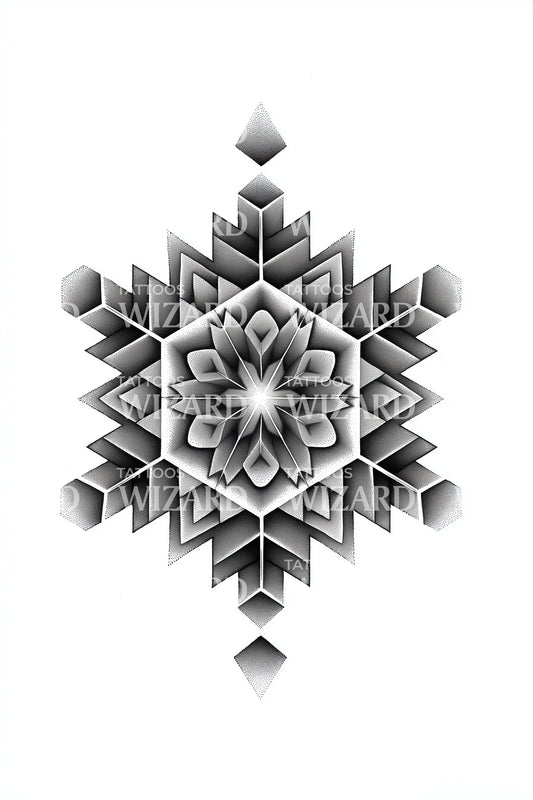 Faceted Snowflake Mandala Tattoo Design