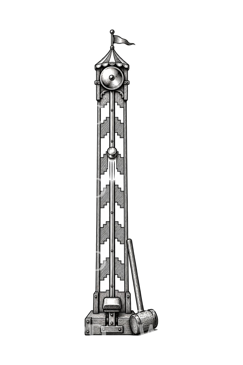 Tattoo-Design einer Jahrmarkt-Kraftmesser-Glocke