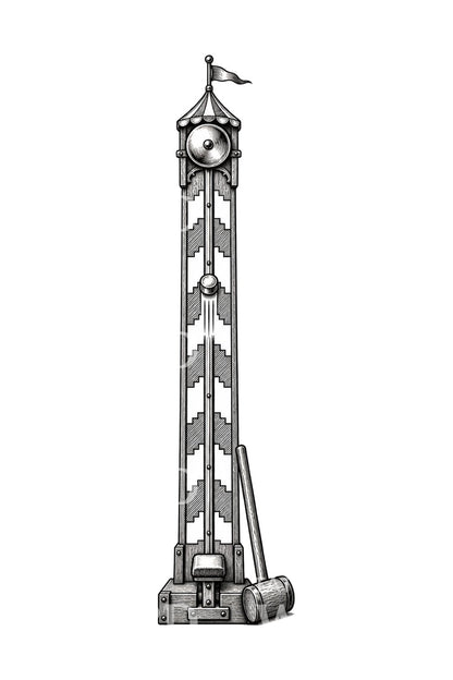 Tattoo-Design einer Jahrmarkt-Kraftmesser-Glocke