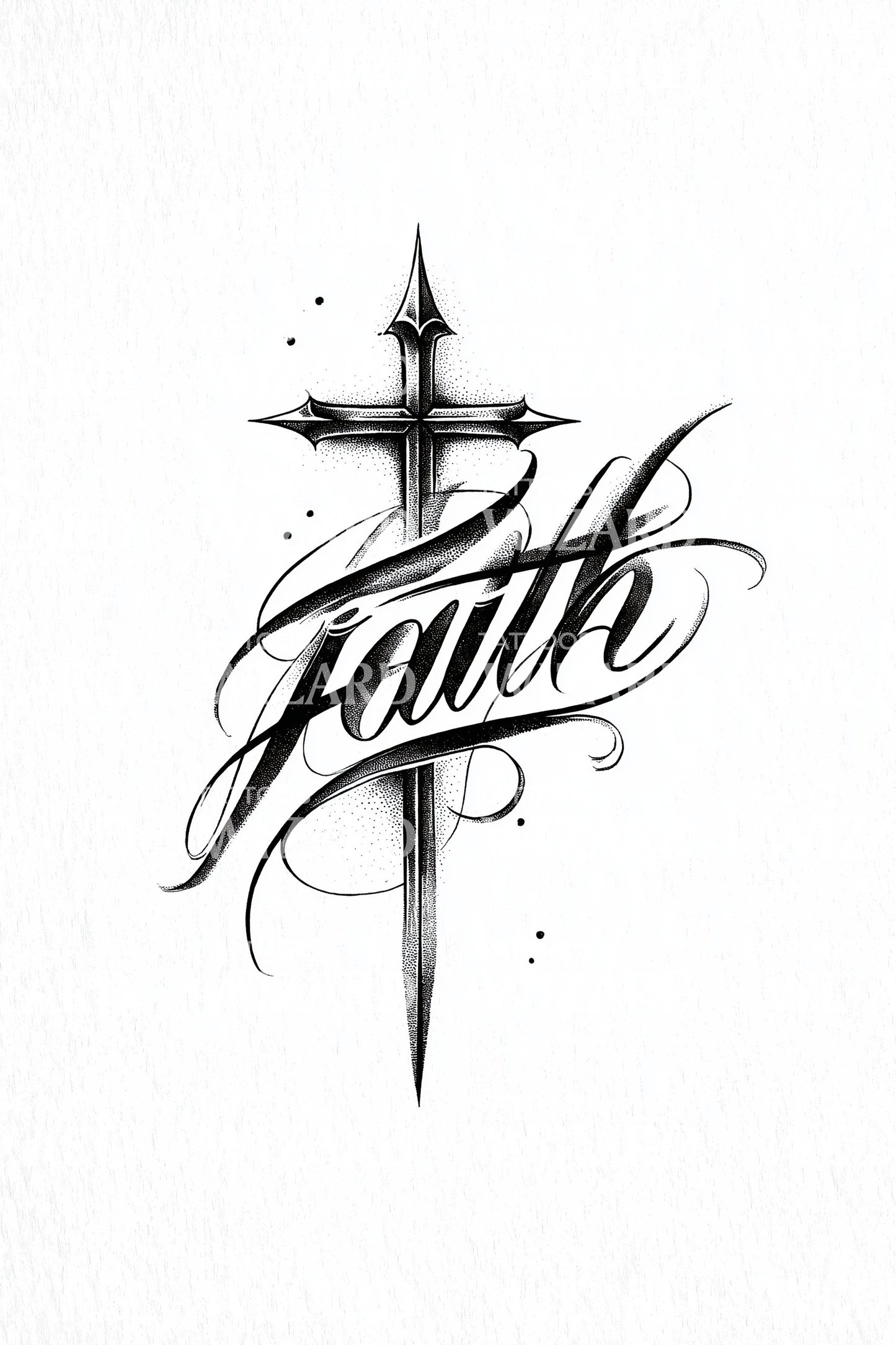Faith Script Cross Tattoo Design