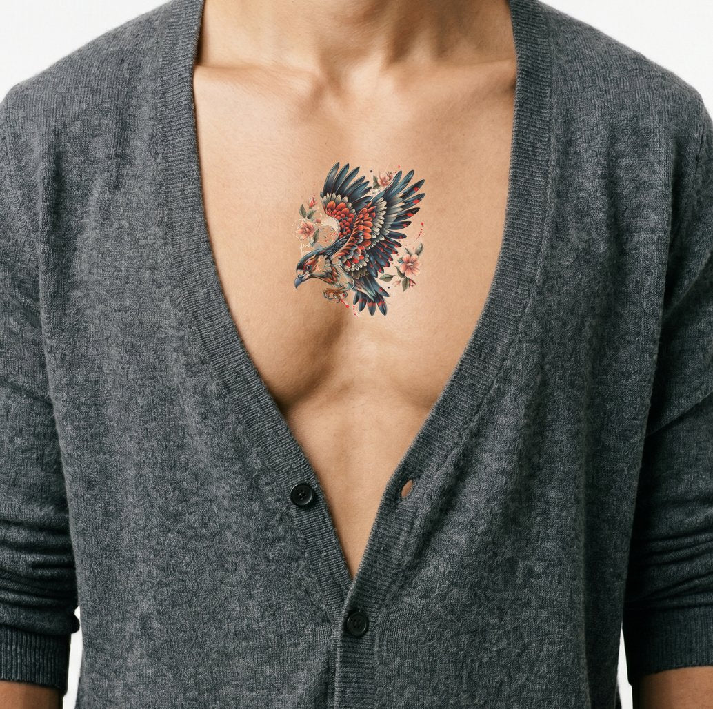 Majestätischer fliegender Falke Old School Tattoo Design