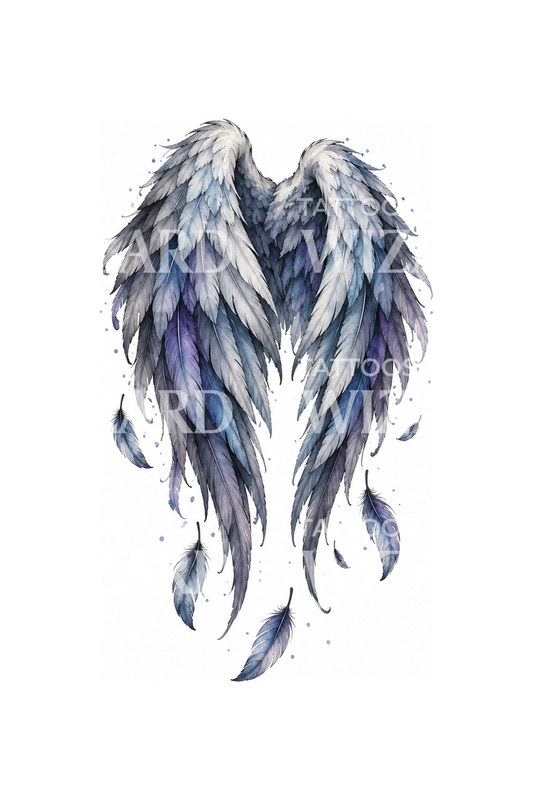 Ιδέα τατουάζ Fallen Angel με διπλωμένα φτερά