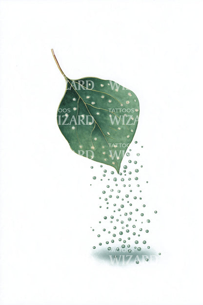 Falling Dotted Leaf Tattoo Design