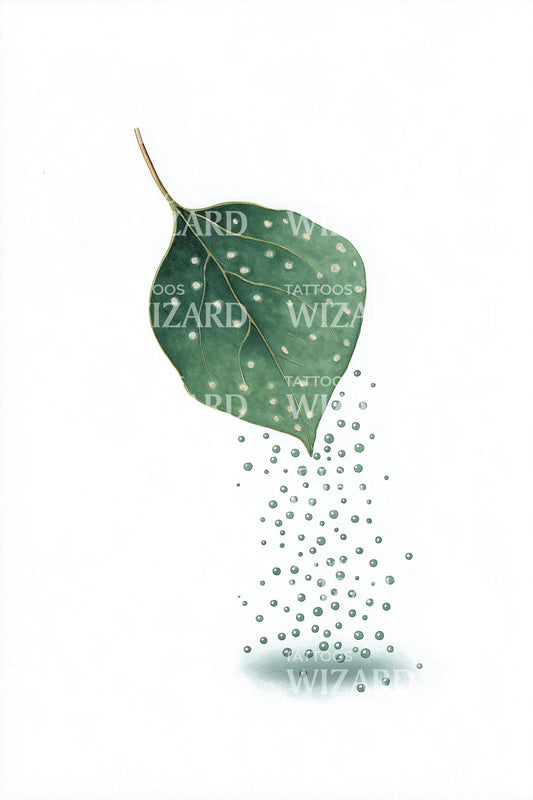 Falling Dotted Leaf Tattoo Design