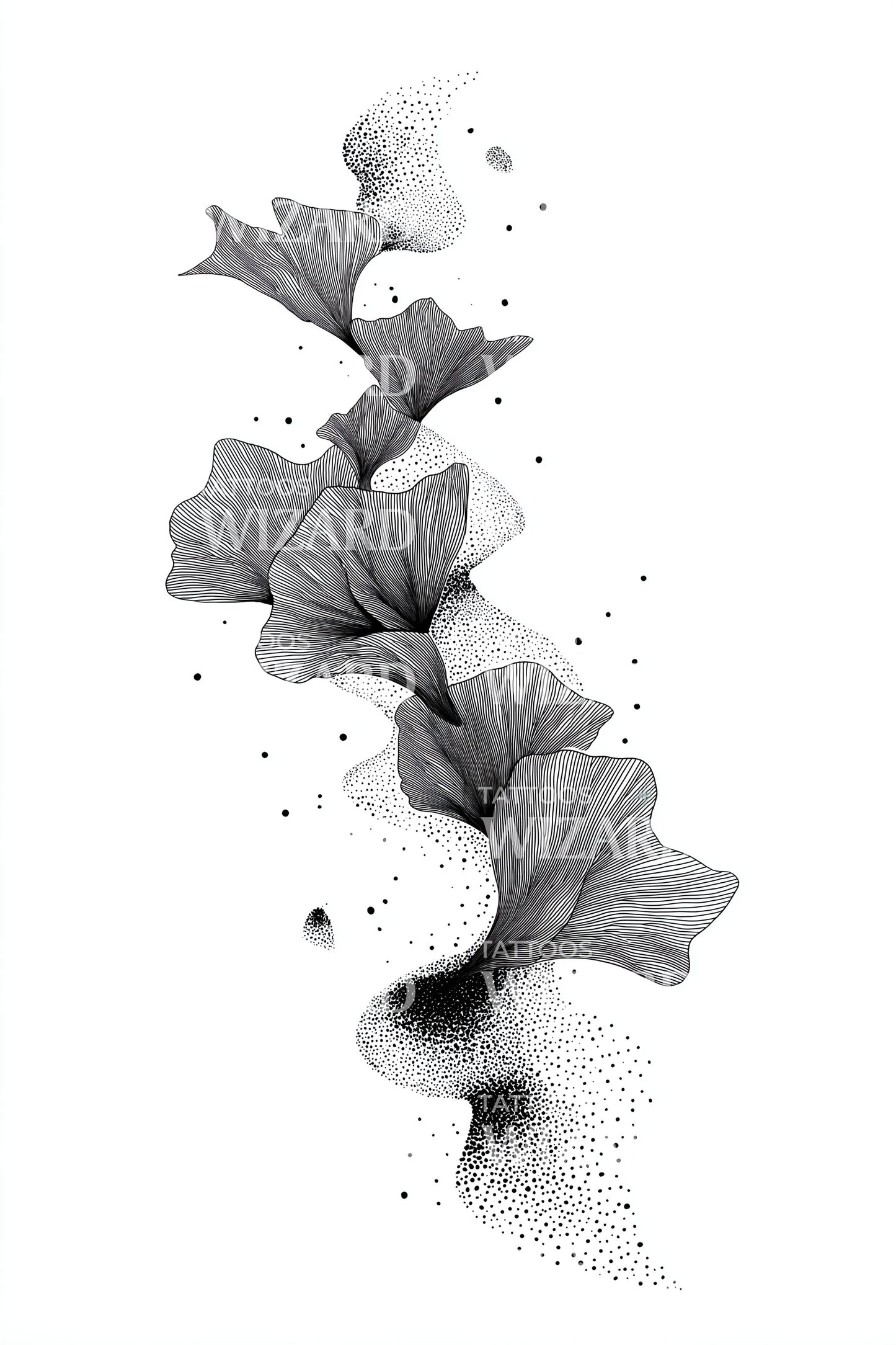 Falling Ivy Dotwork Tattoo Design