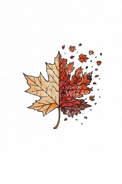 Falling Maple Heartleaf Tattoo Idea