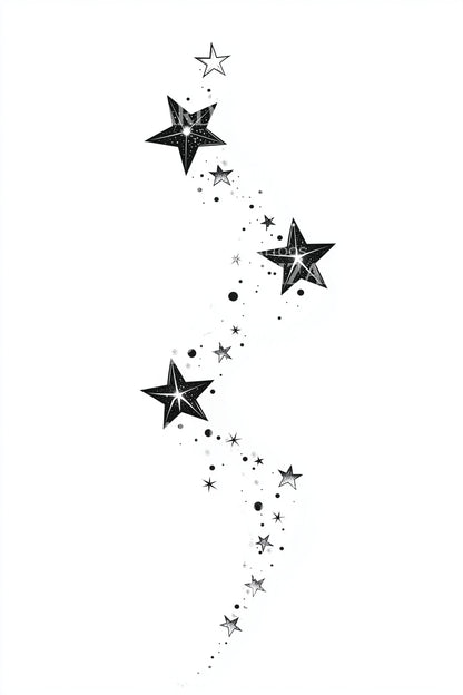 Falling Star Swirl Path Tattoo Illustration