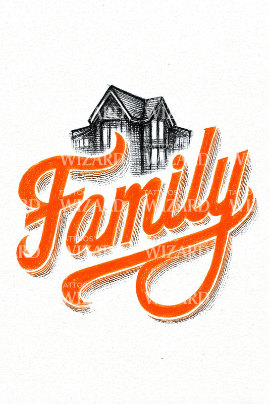 Family Bold Home Tattoo Design