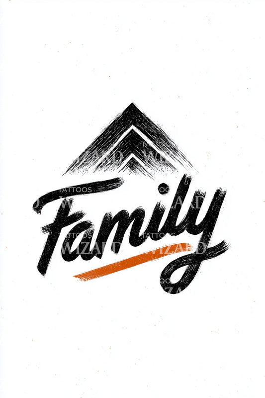 Family Mountain Roof Tattoo Idea