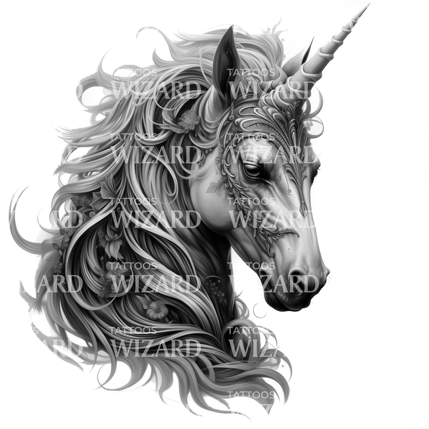 Fantasy Unicorn Tattoo Design