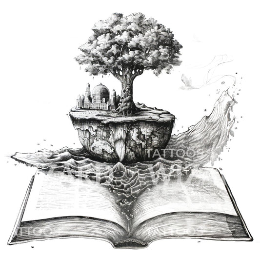 Fantasy World and Science Fiction Book Tattoo Idea