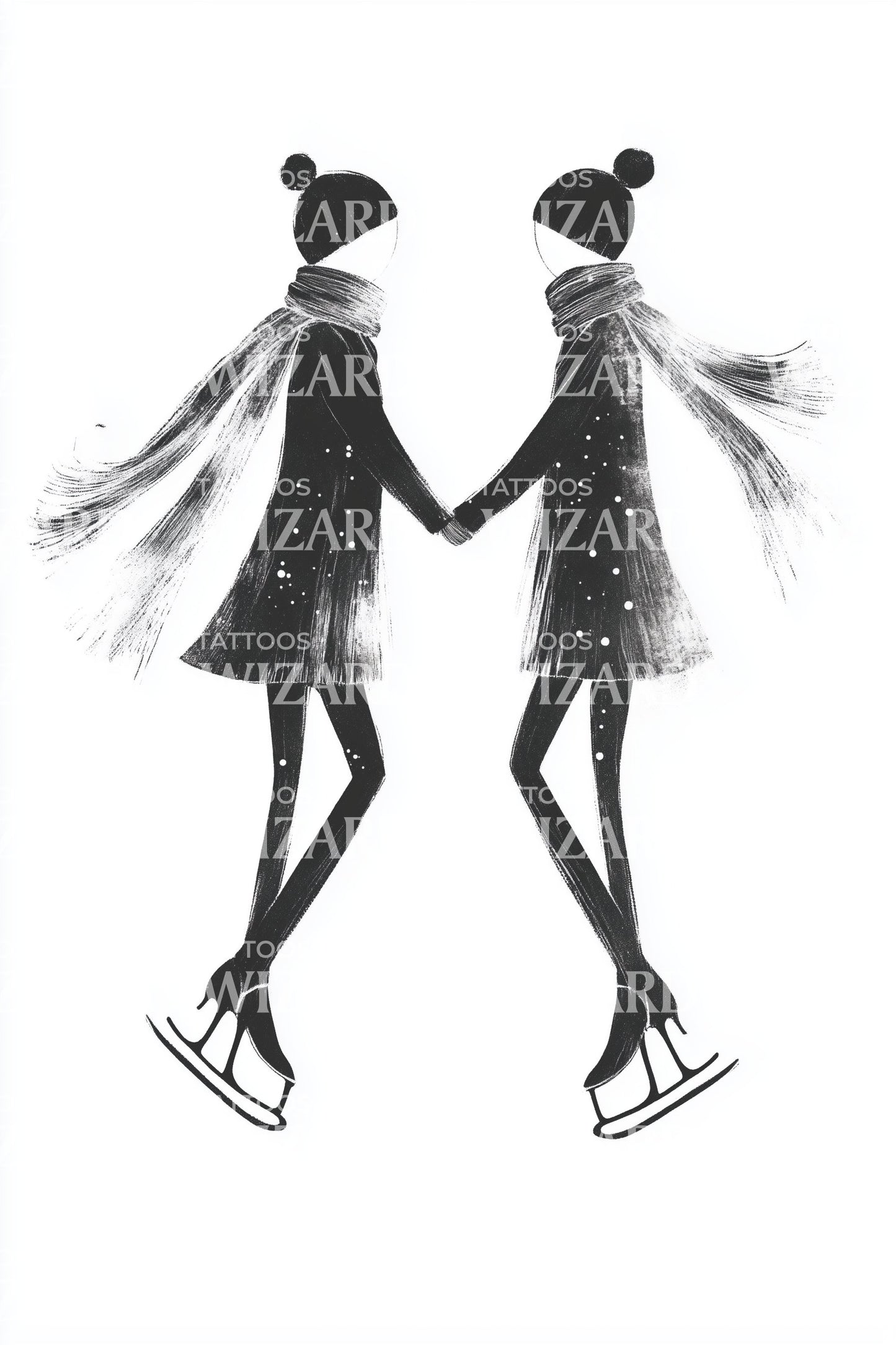 Fashion Skater Girls Tattoo Design