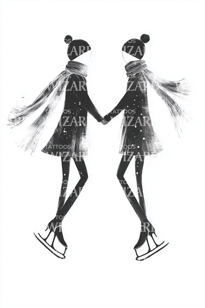 Fashion Skater Girls Tattoo Design