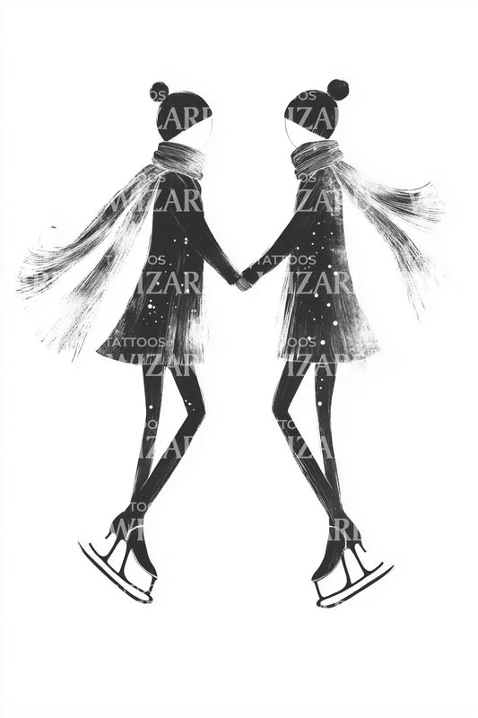 Fashion Skater Girls Tattoo Design