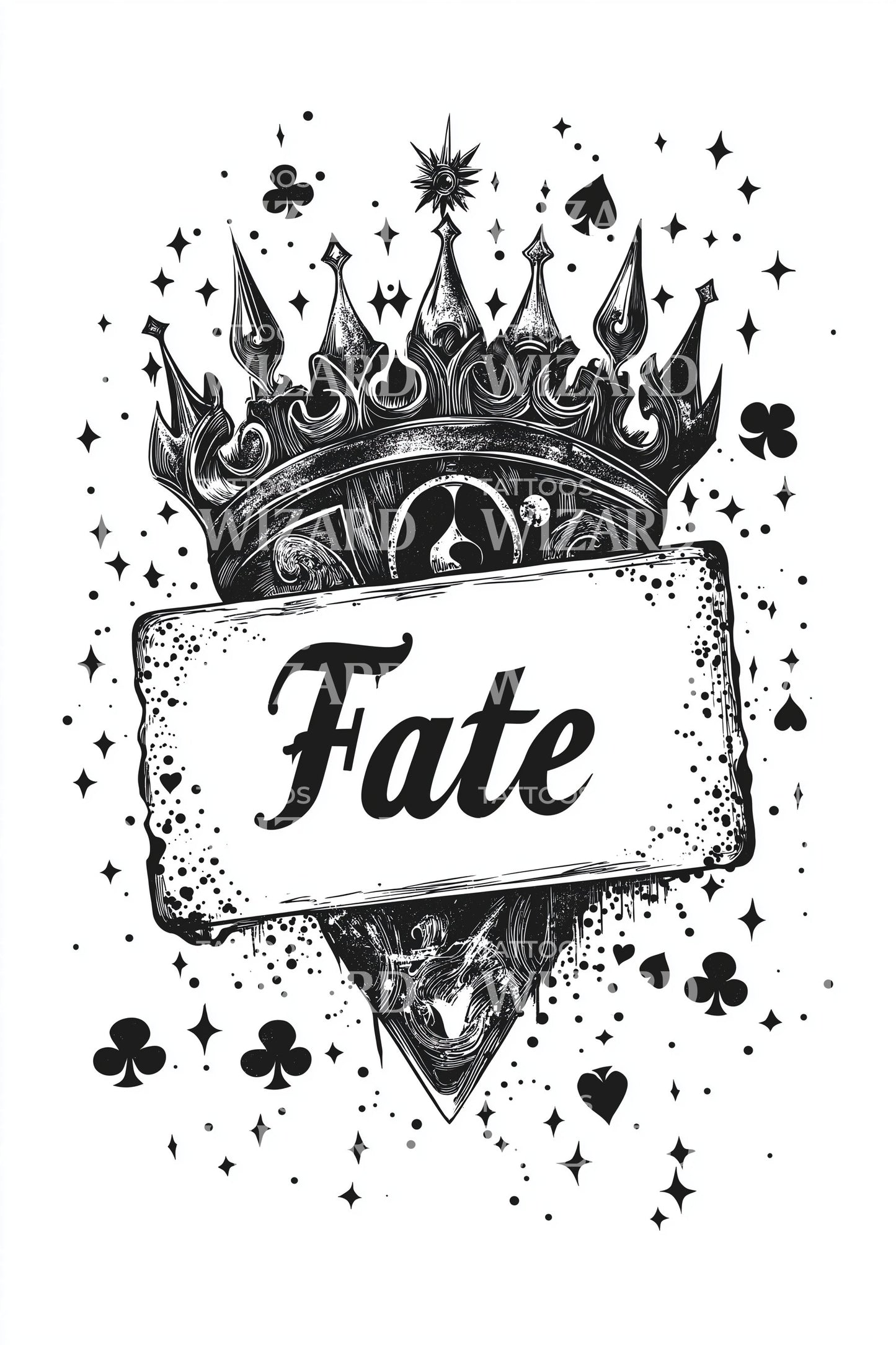 Fate Crown Banner Tattoo Illustration