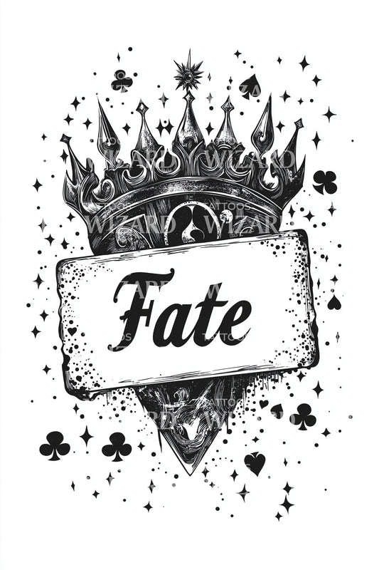 Fate Crown Banner Tattoo Illustration