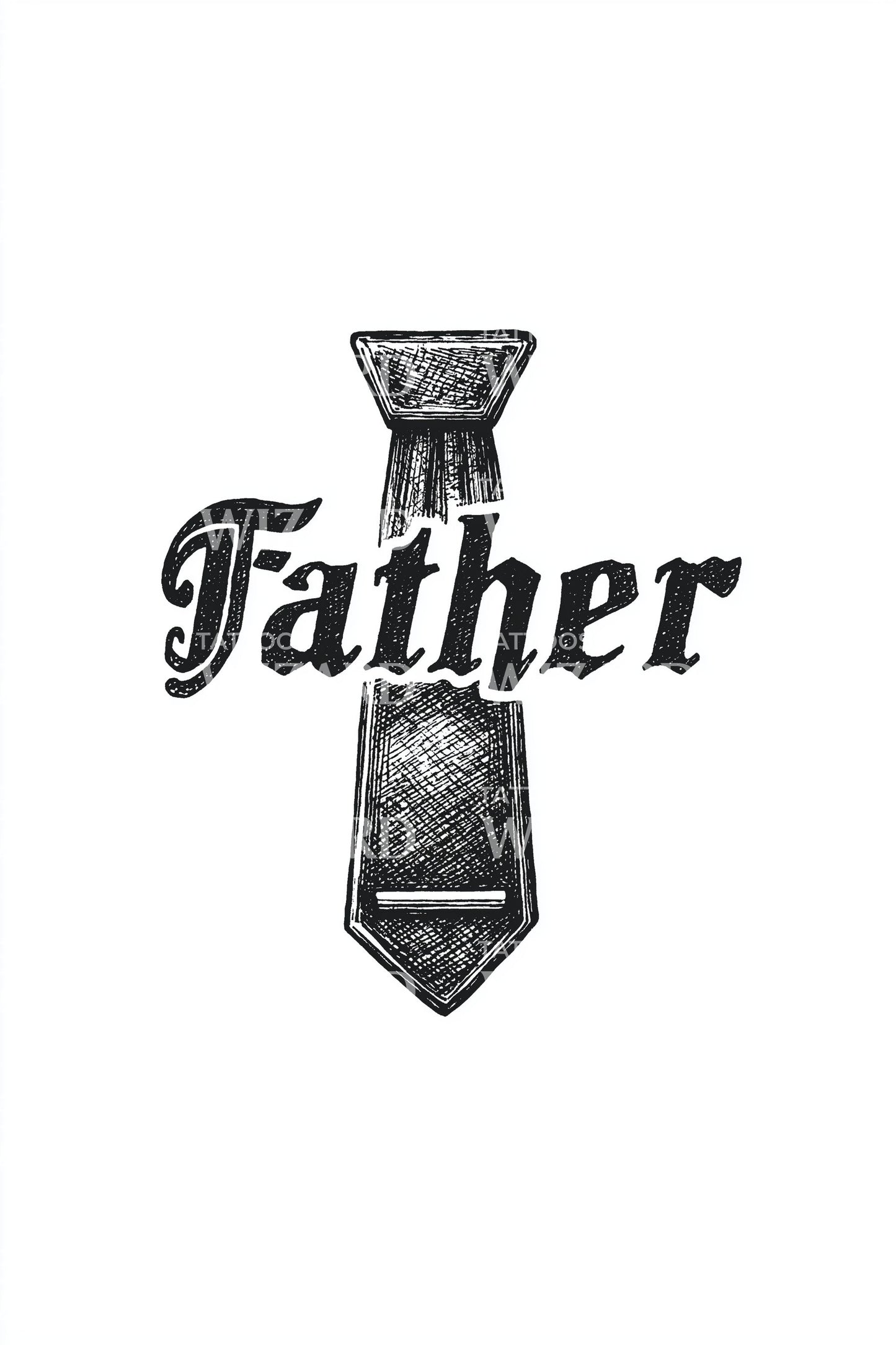Father Tie Emblem Tattoo Design