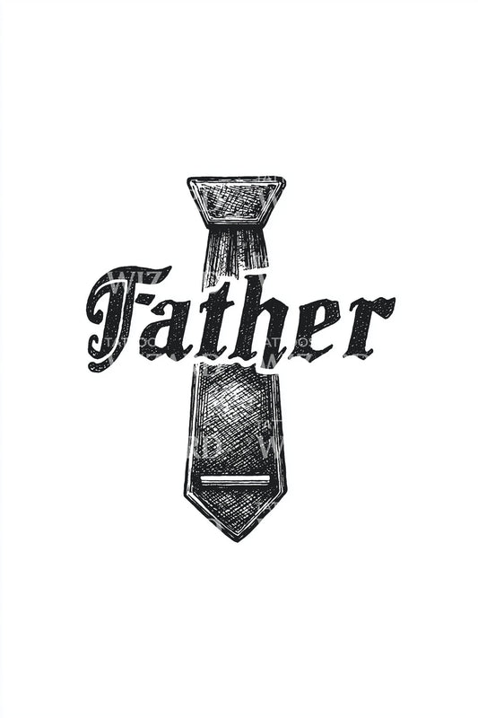 Father Tie Emblem Tattoo Design