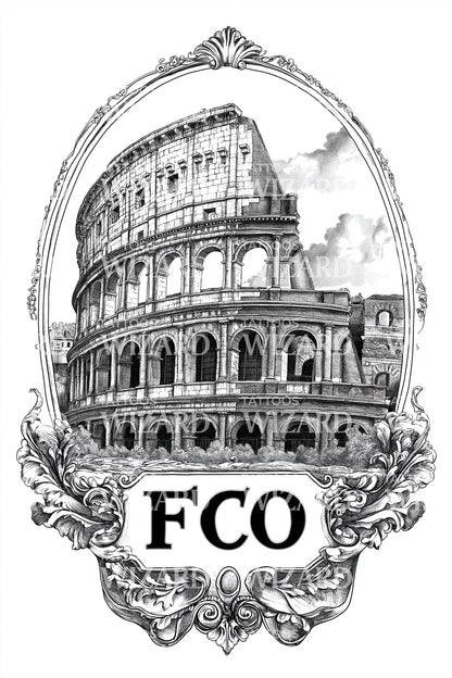 FCO Colosseum Cameo Tattoo Design