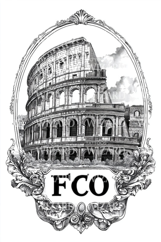 FCO Colosseum Cameo Tattoo Design