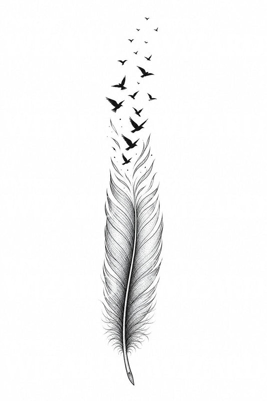 Feder und Vögel Tattoo-Design