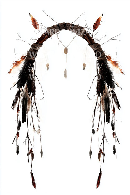 Feather Arch Talisman Tattoo Design