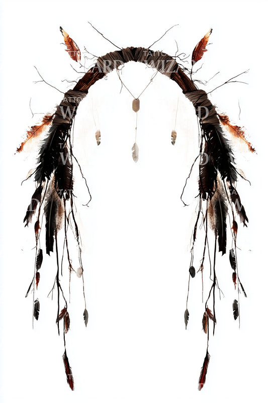 Feather Arch Talisman Tattoo Design