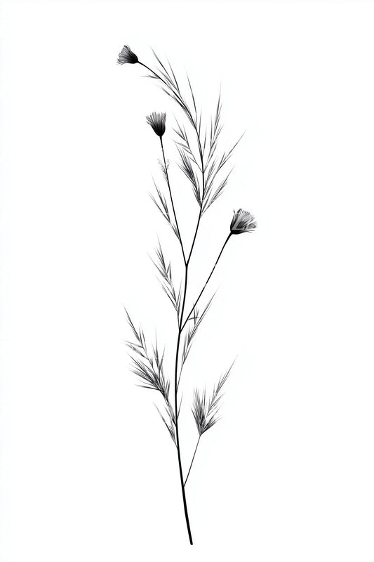 Design de tatouage de tige d'herbe à plumes