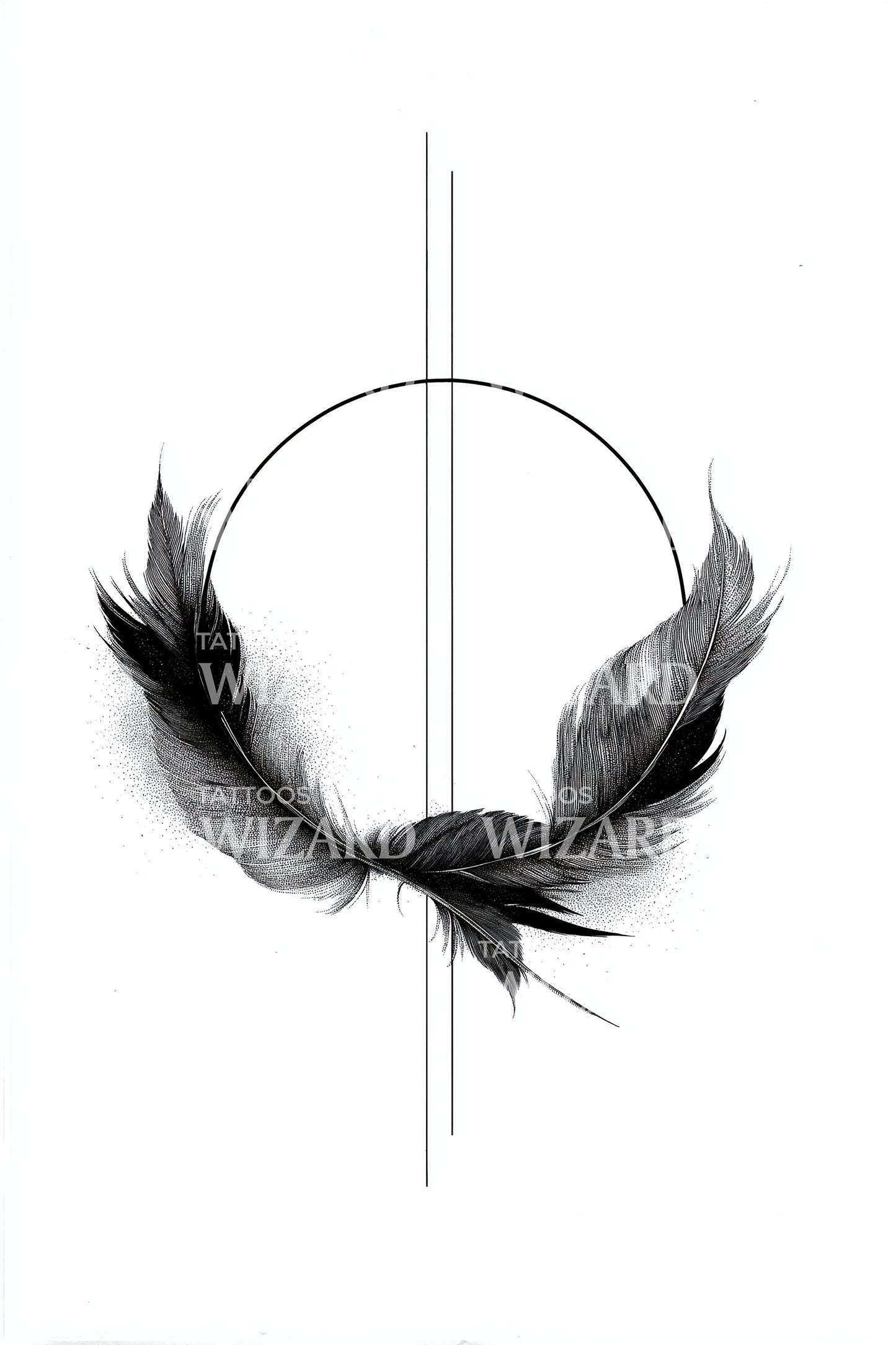 Feather Halo Wreath Tattoo Design