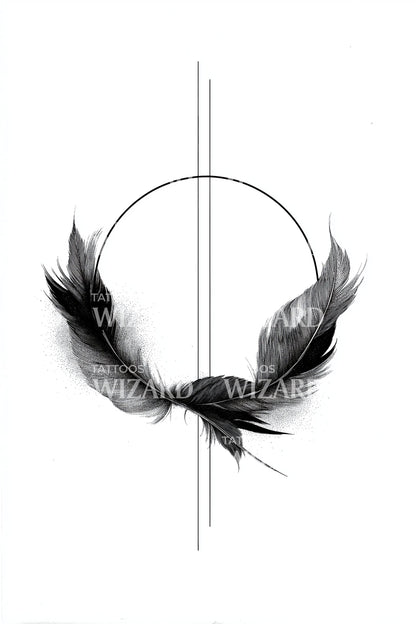 Feather Halo Wreath Tattoo Design