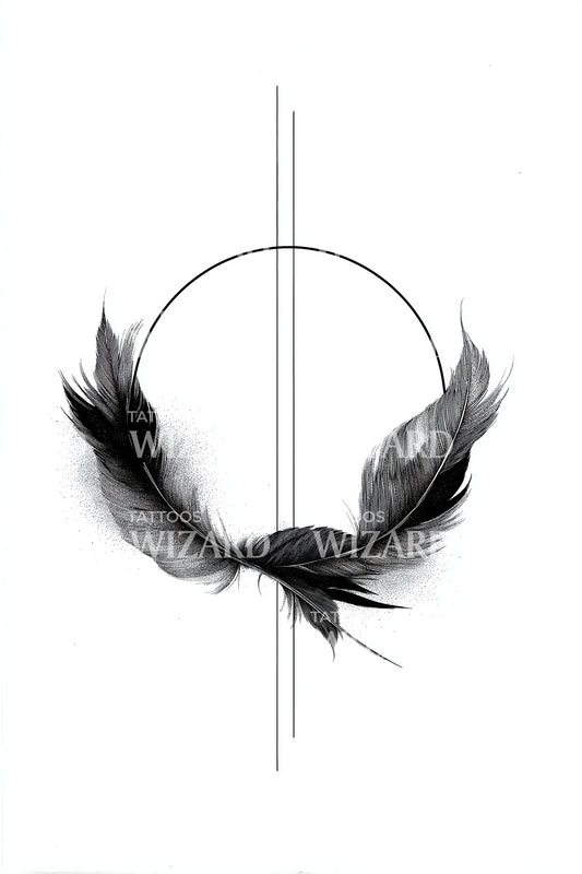 Feather Halo Wreath Tattoo Design