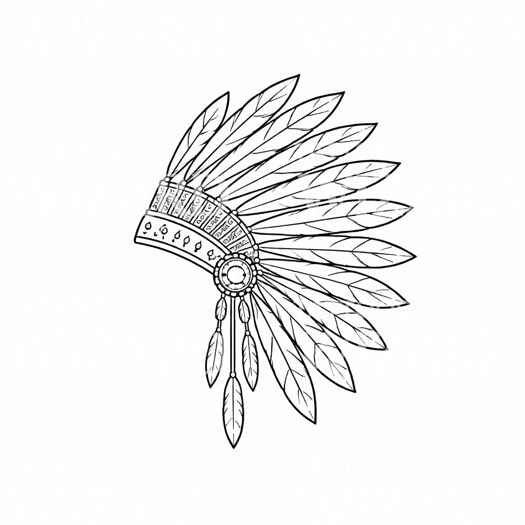 Feather Headdress Tattoo Illustration