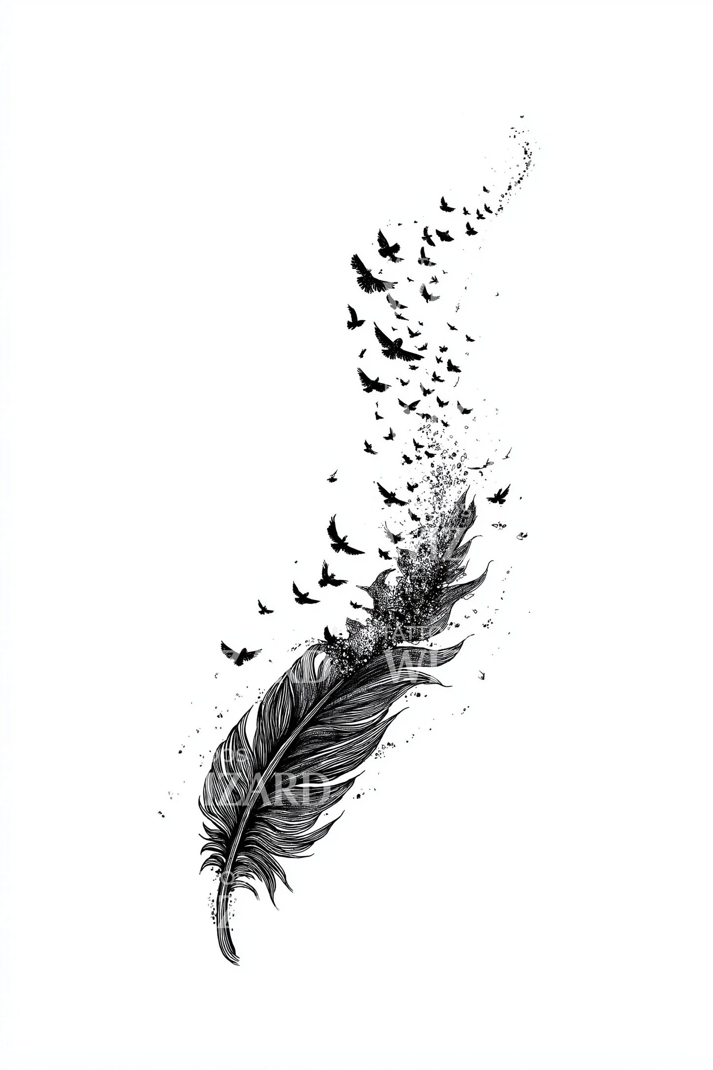 Feather into Birds Tattoo Design