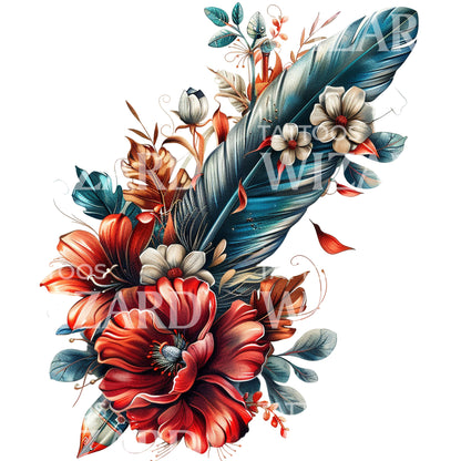 Feather Pen Quill Tattoo Design