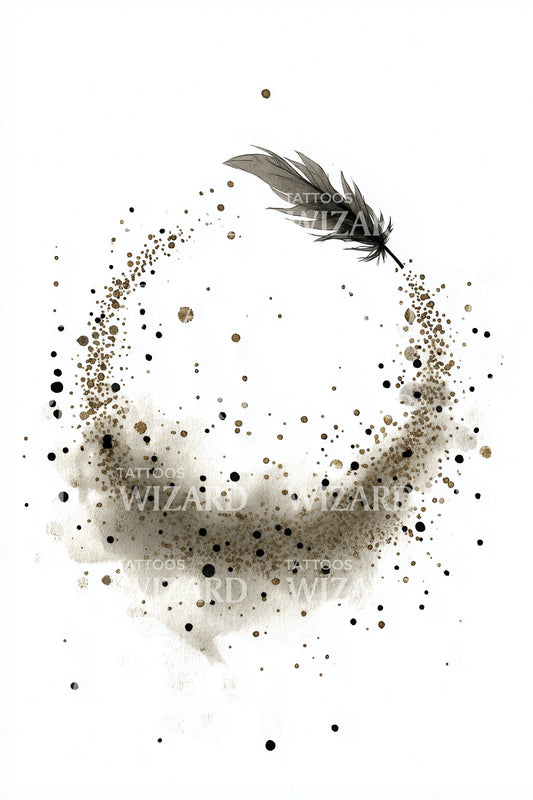 Feather Ring Galaxy Tattoo Illustration