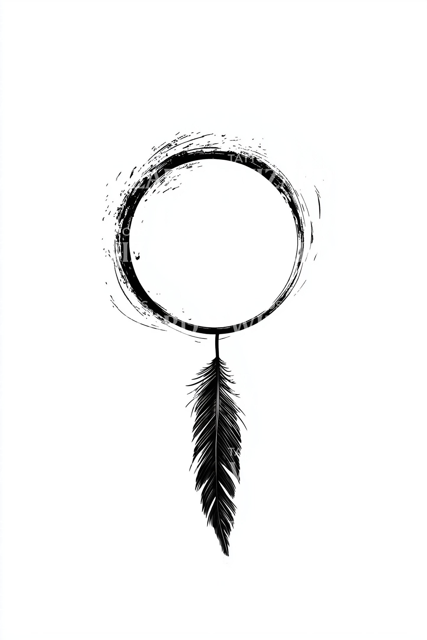 Feathered Dreamcatcher Circle Tattoo Design
