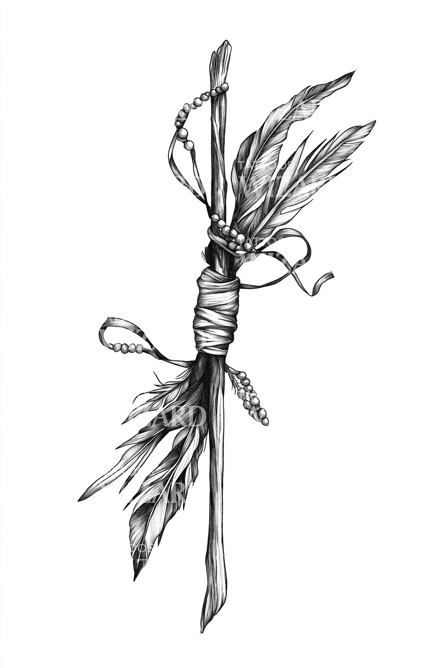 Feathered Medicine Stick Tattoo Idea