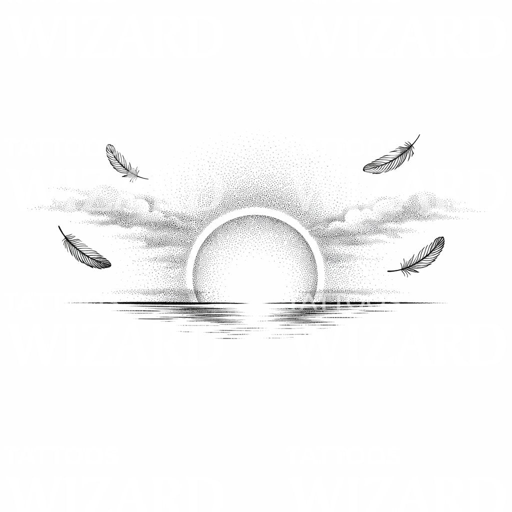 Feathered Sunset Tattoo Design