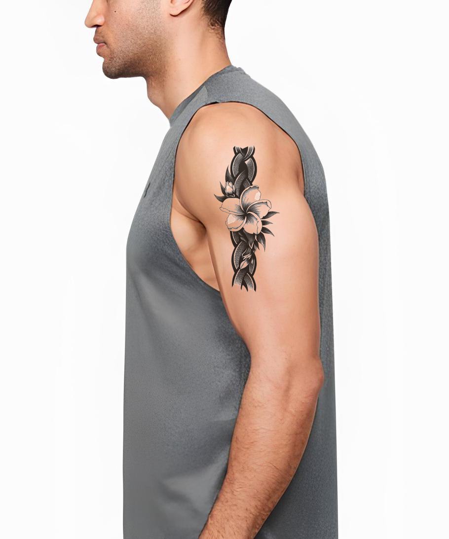 Feathery Plumeria Flow Tattoo Design